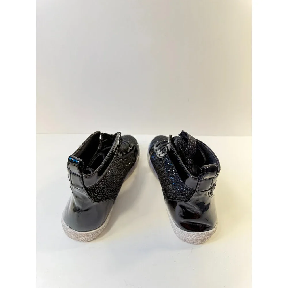 Ninety Union High Top Athletic Fashion Sneaker with Rhinestones, Black, 7